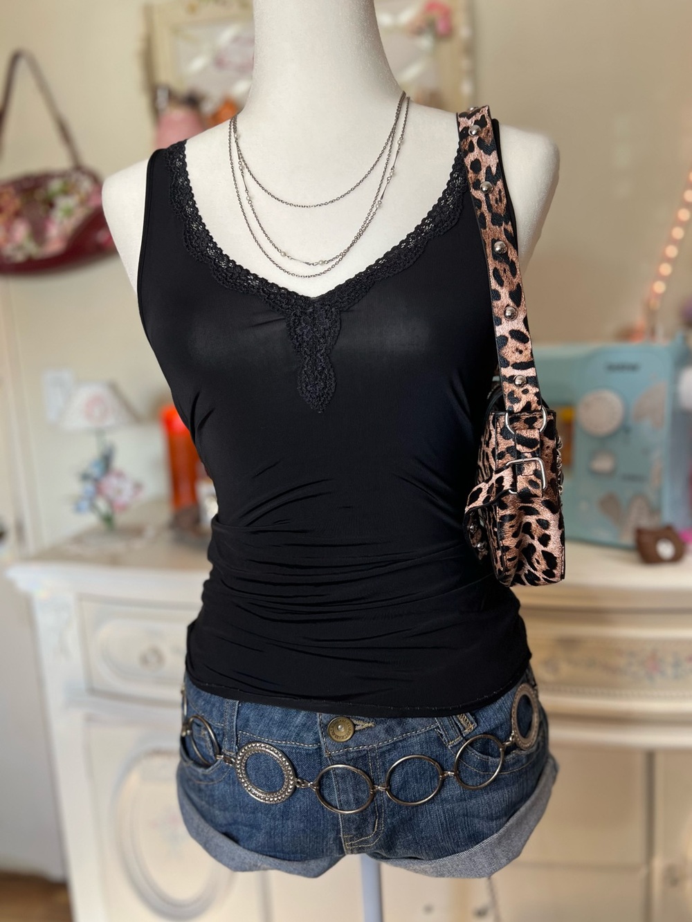 Jockey Black Lace-Trim Tank Top